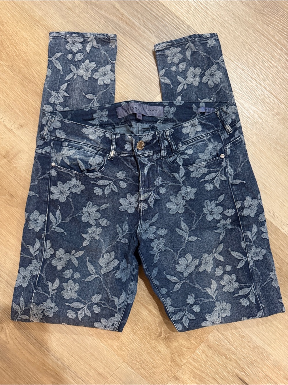 Guess Floral Print Dark Blue Skinny Jeans